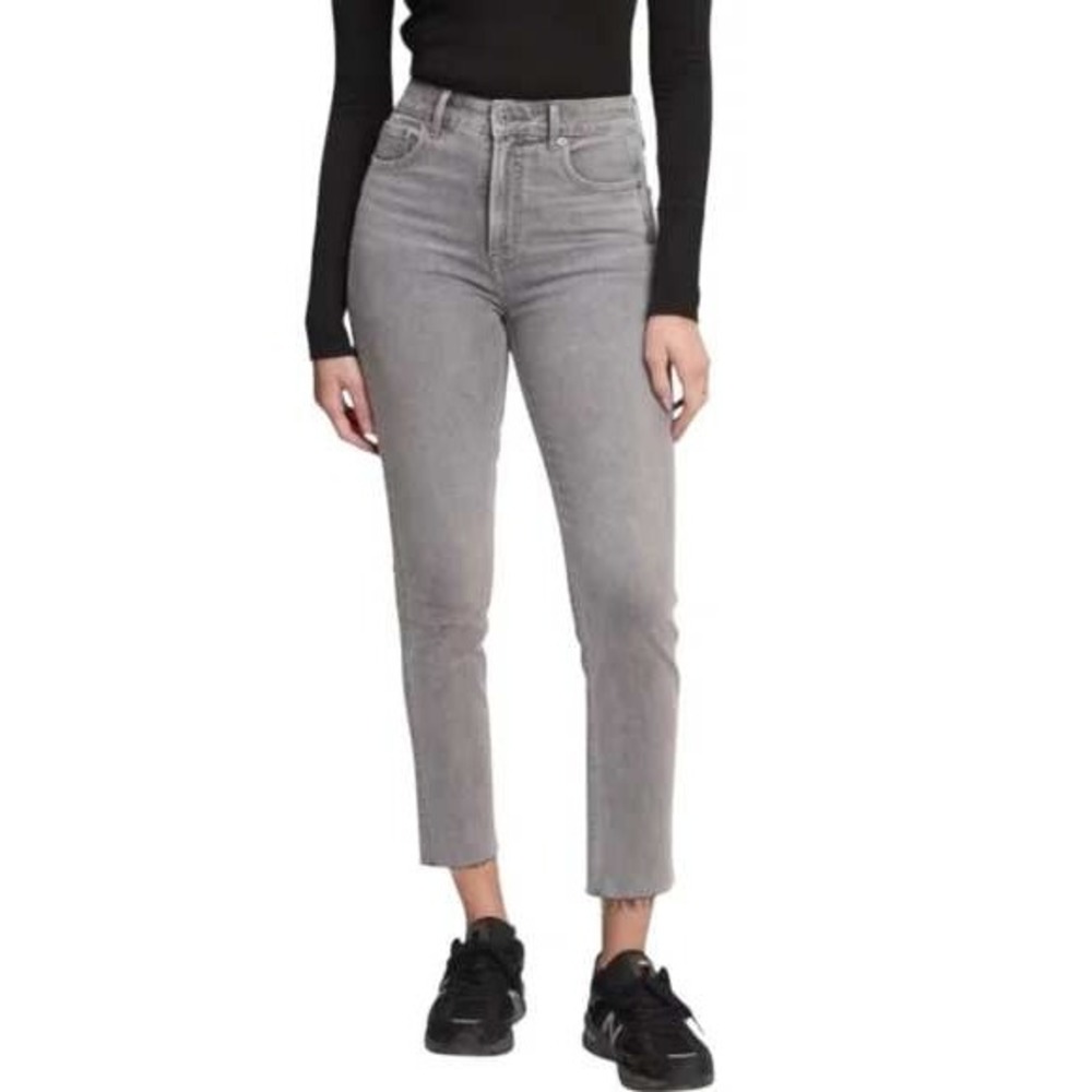 Gap Jeans Women 26 Gray Denim Vintage Slim Sky‎ High Ankle Raw Hem Streetwear